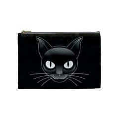 Grey Eyes Kitty Cat Cosmetic Bag (medium) by HermanTelo