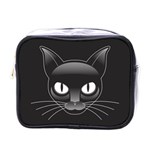 Grey Eyes Kitty Cat Mini Toiletries Bag (One Side) Front