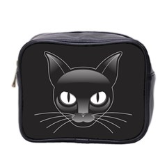 Grey Eyes Kitty Cat Mini Toiletries Bag (two Sides) by HermanTelo