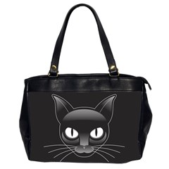 Grey Eyes Kitty Cat Oversize Office Handbag (2 Sides) by HermanTelo