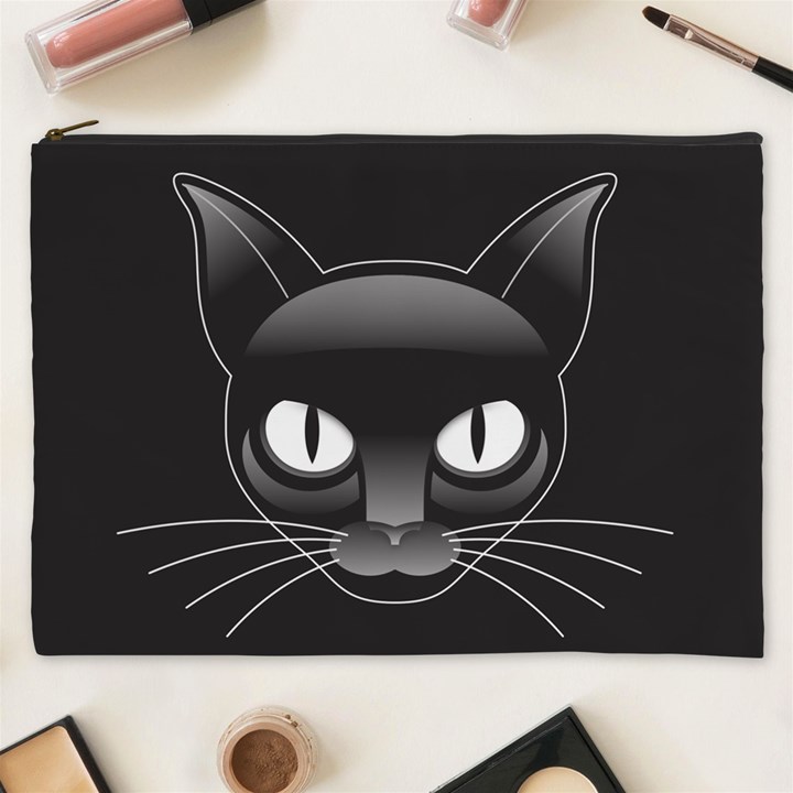 Grey Eyes Kitty Cat Cosmetic Bag (XXXL)