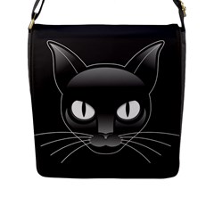 Grey Eyes Kitty Cat Flap Closure Messenger Bag (l) by HermanTelo