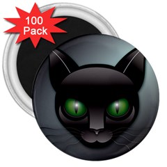 Green Eyes Kitty Cat 3  Magnets (100 Pack) by HermanTelo