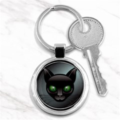 Green Eyes Kitty Cat Key Chain (round) by HermanTelo