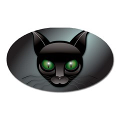 Green Eyes Kitty Cat Oval Magnet by HermanTelo