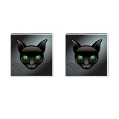 Green Eyes Kitty Cat Cufflinks (square) by HermanTelo