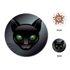 Green Eyes Kitty Cat Playing Cards (round)