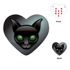 Green Eyes Kitty Cat Playing Cards (heart)