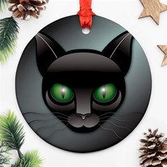 Green Eyes Kitty Cat Round Ornament (two Sides) by HermanTelo