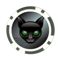 Green Eyes Kitty Cat Poker Chip Card Guard