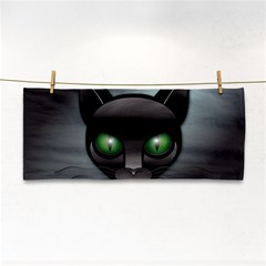 Green Eyes Kitty Cat Hand Towel