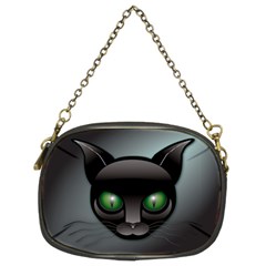 Green Eyes Kitty Cat Chain Purse (two Sides)