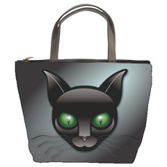 Green Eyes Kitty Cat Bucket Bag