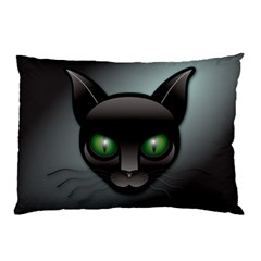 Green Eyes Kitty Cat Pillow Case by HermanTelo