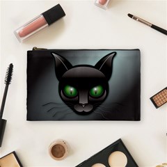 Green Eyes Kitty Cat Cosmetic Bag (medium)