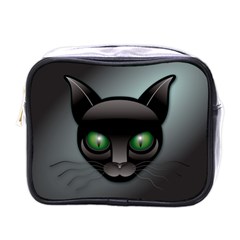 Green Eyes Kitty Cat Mini Toiletries Bag (one Side) by HermanTelo