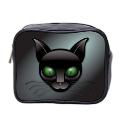 Green Eyes Kitty Cat Mini Toiletries Bag (two Sides) by HermanTelo