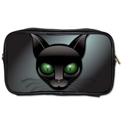 Green Eyes Kitty Cat Toiletries Bag (one Side)