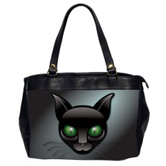 Green Eyes Kitty Cat Oversize Office Handbag (2 Sides) by HermanTelo