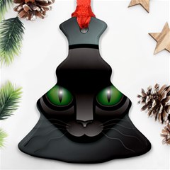 Green Eyes Kitty Cat Christmas Tree Ornament (two Sides)