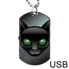 Green Eyes Kitty Cat Dog Tag Usb Flash (one Side)