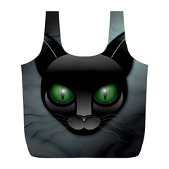 Green Eyes Kitty Cat Full Print Recycle Bag (l) by HermanTelo