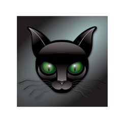 Green Eyes Kitty Cat Small Satin Scarf (square)