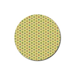 Hexagonal Pattern Unidirectional Yellow Rubber Round Coaster (4 Pack)  by HermanTelo