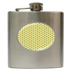 Hexagonal Pattern Unidirectional Yellow Hip Flask (6 Oz) by HermanTelo