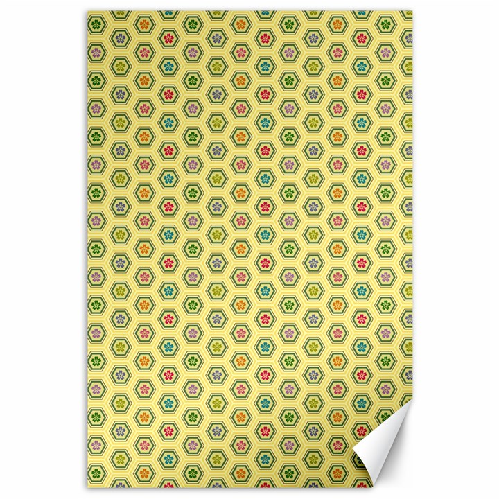 Hexagonal Pattern Unidirectional Yellow Canvas 12  x 18 