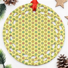 Hexagonal Pattern Unidirectional Yellow Ornament (round Filigree)