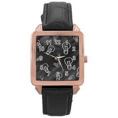 Many Lamps Background Rose Gold Leather Watch 