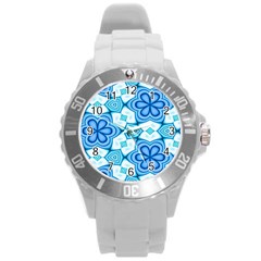 Pattern Abstract Wallpaper Round Plastic Sport Watch (l)