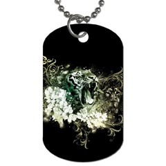 Awesome Tiger With Flowers Dog Tag (one Side) by FantasyWorld7