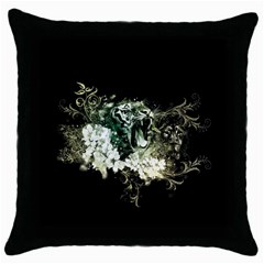 Awesome Tiger With Flowers Throw Pillow Case (black) by FantasyWorld7