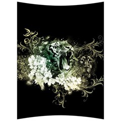 Awesome Tiger With Flowers Back Support Cushion by FantasyWorld7