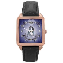 Wonderful Decorative Chinese Dragon Rose Gold Leather Watch  by FantasyWorld7