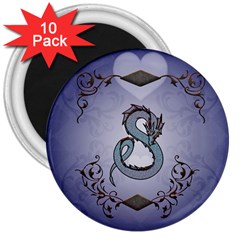 Wonderful Decorative Chinese Dragon 3  Magnets (10 Pack)  by FantasyWorld7