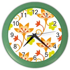 Pattern Floral Spring Map Gift Color Wall Clock