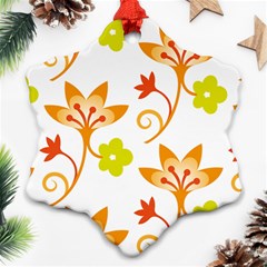 Pattern Floral Spring Map Gift Snowflake Ornament (two Sides)