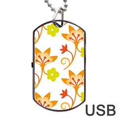 Pattern Floral Spring Map Gift Dog Tag Usb Flash (one Side) by HermanTelo