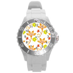 Pattern Floral Spring Map Gift Round Plastic Sport Watch (l)