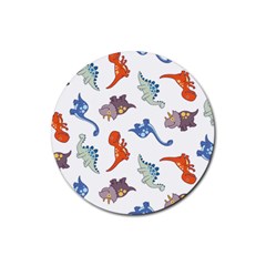 Pattern Dinosaurs Rubber Coaster (round)  by HermanTelo