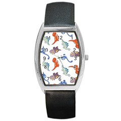 Pattern Dinosaurs Barrel Style Metal Watch by HermanTelo