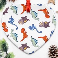 Pattern Dinosaurs Heart Ornament (two Sides)