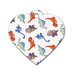 Pattern Dinosaurs Dog Tag Heart (two Sides)