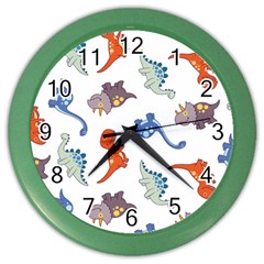 Pattern Dinosaurs Color Wall Clock