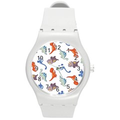 Pattern Dinosaurs Round Plastic Sport Watch (m)