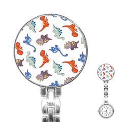 Pattern Dinosaurs Stainless Steel Nurses Watch