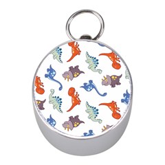 Pattern Dinosaurs Mini Silver Compasses